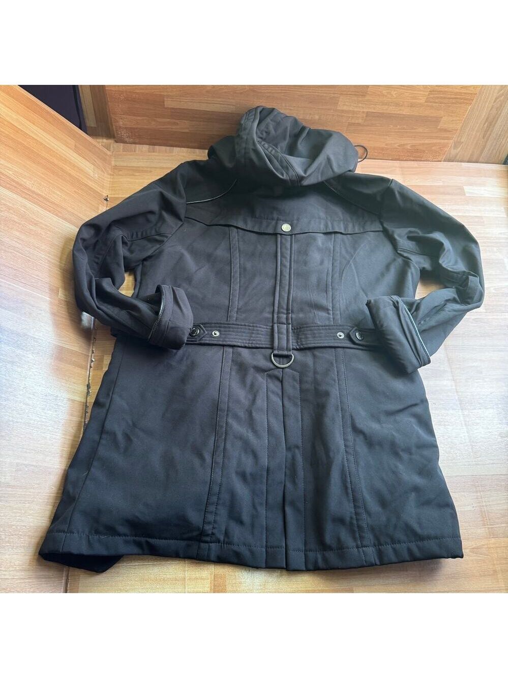 Neyelle black utility rain jacket, black, size large, hooded - Picture 9 of 15